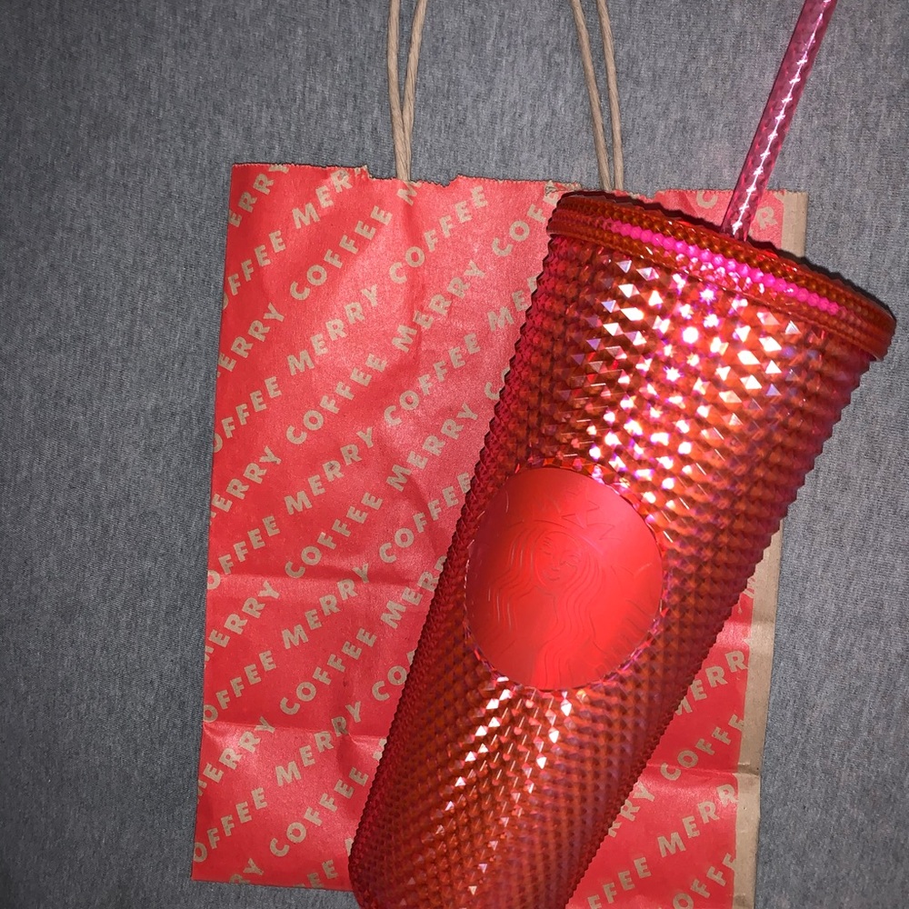 NEW STARBUCKS CHRISTMAS 2019 RED/PINK STUDDED CUP